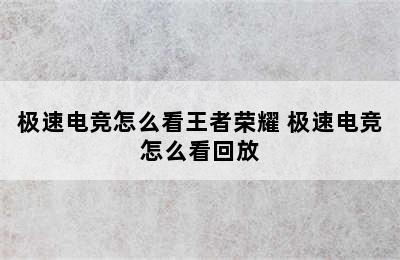 极速电竞怎么看王者荣耀 极速电竞怎么看回放